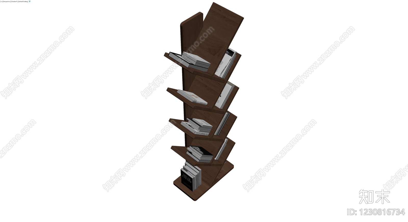 现代造型木质书架3D模型下载【ID:1230816734】
