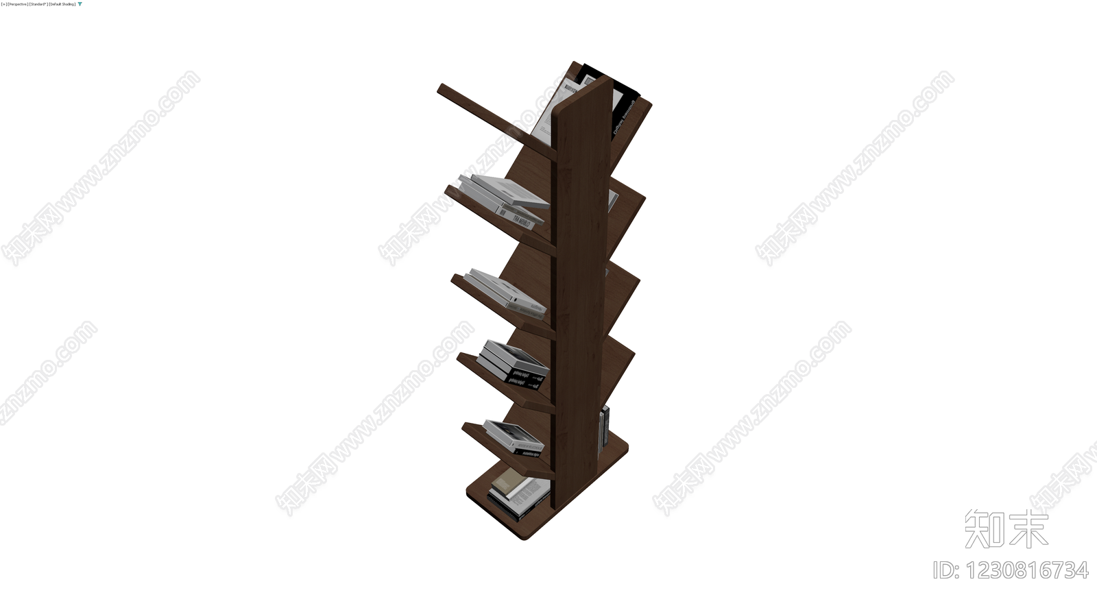 现代造型木质书架3D模型下载【ID:1230816734】