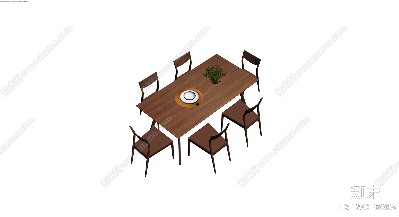 木质餐桌椅组合3D模型下载【ID:1230198805】