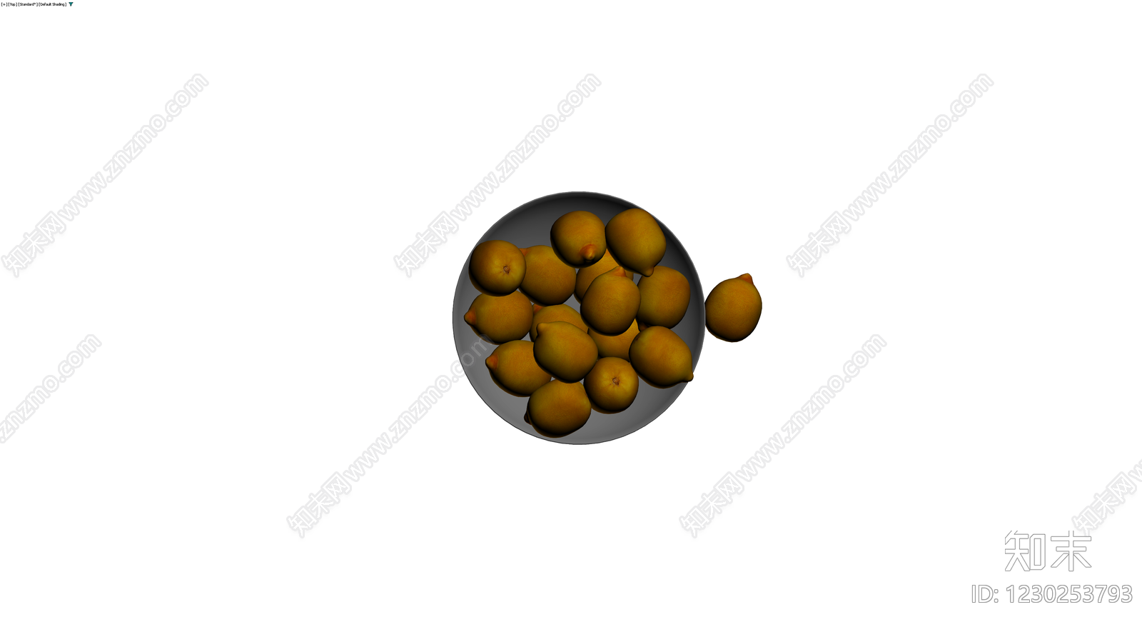 盛有柠檬的灰色碗3D模型下载【ID:1230253793】