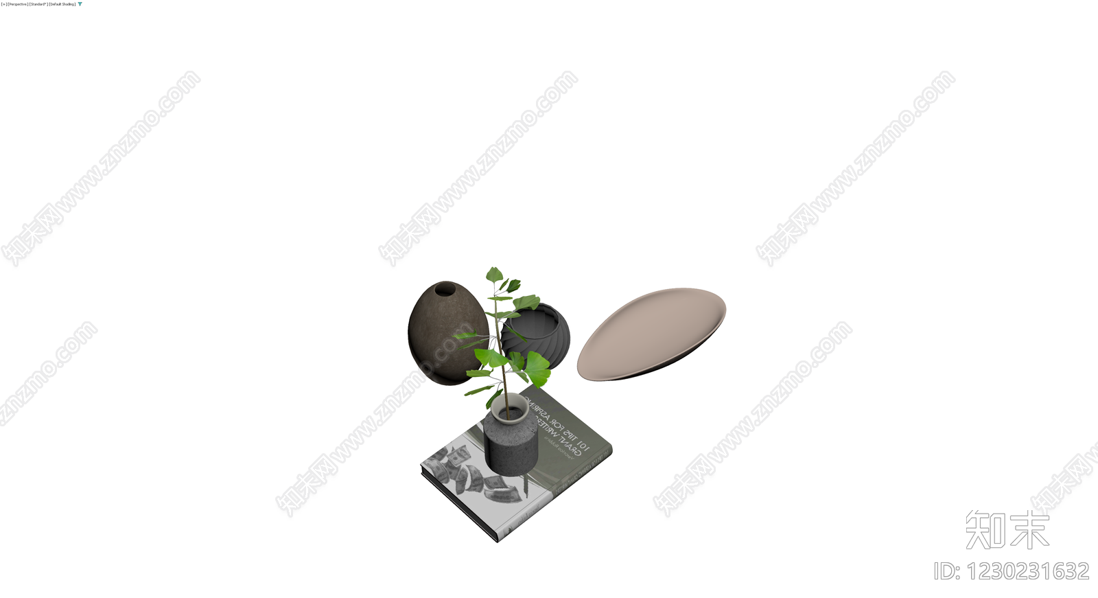 装饰摆件与书籍组合3D模型下载【ID:1230231632】