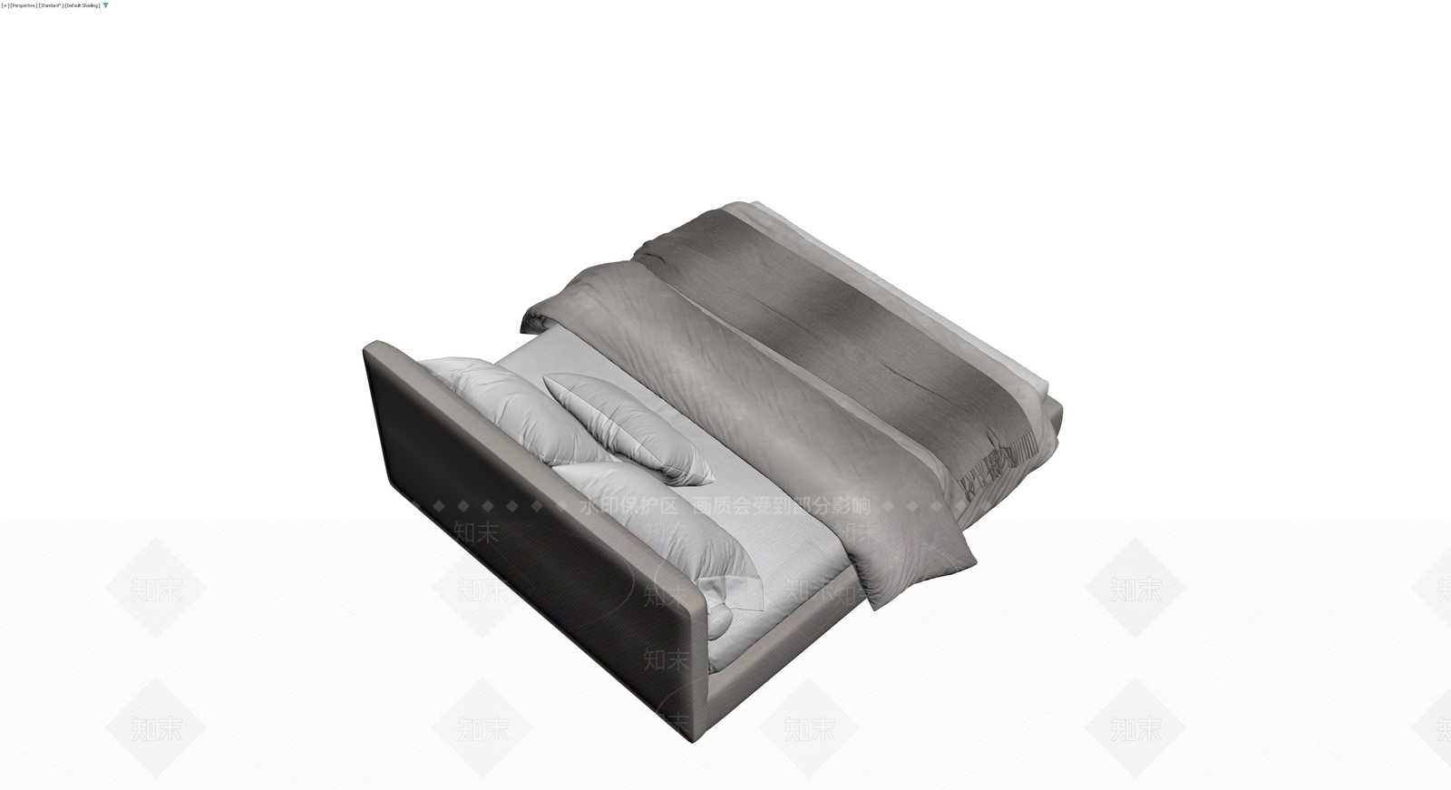 灰色软包床具组合3D模型下载【ID:1230136391】