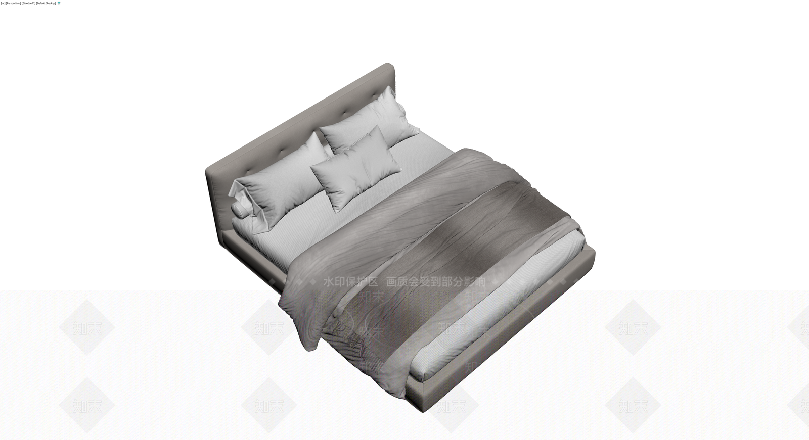 灰色软包床具组合3D模型下载【ID:1230136391】