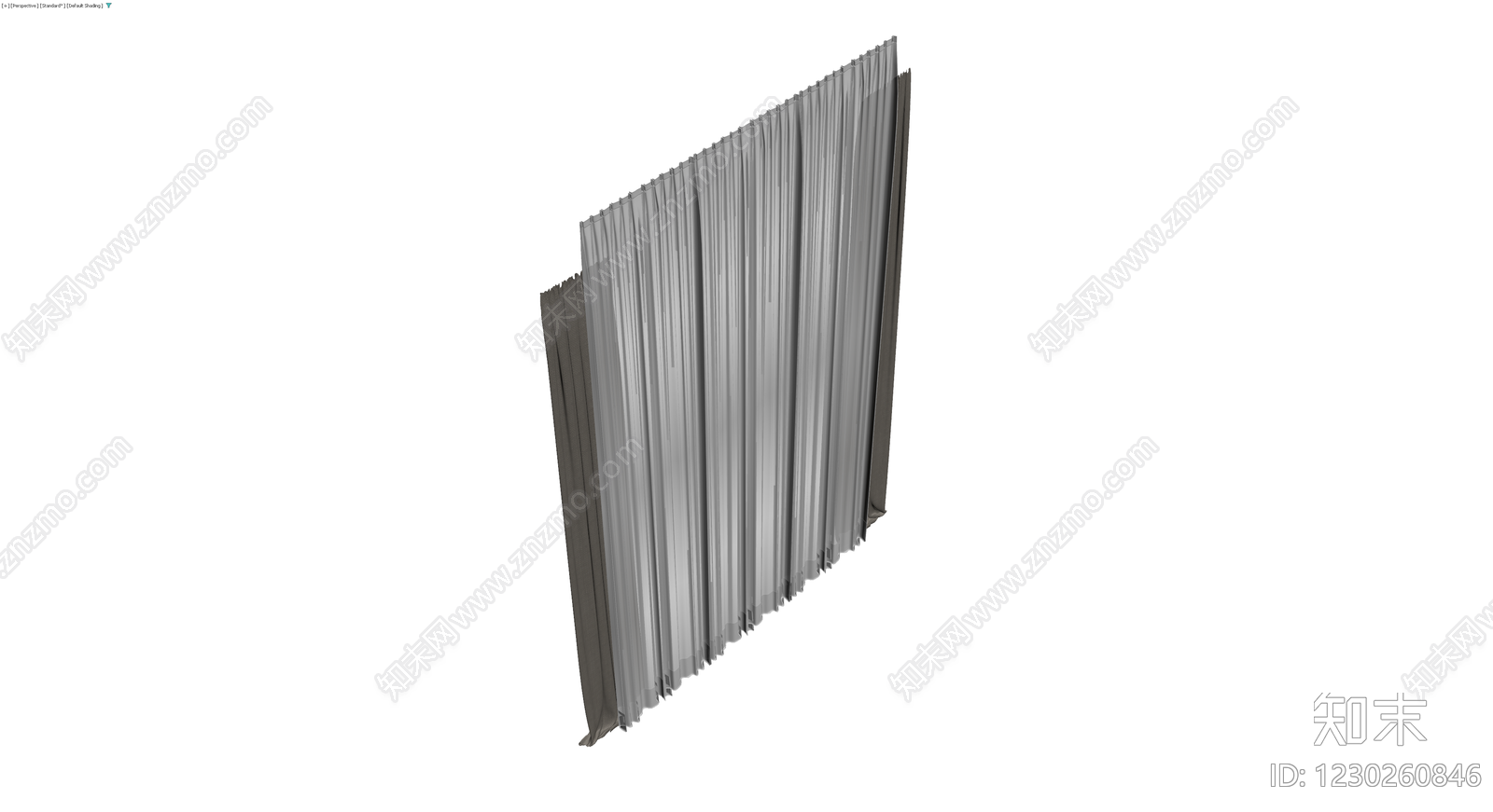 双层布艺窗帘组合3D模型下载【ID:1230260846】