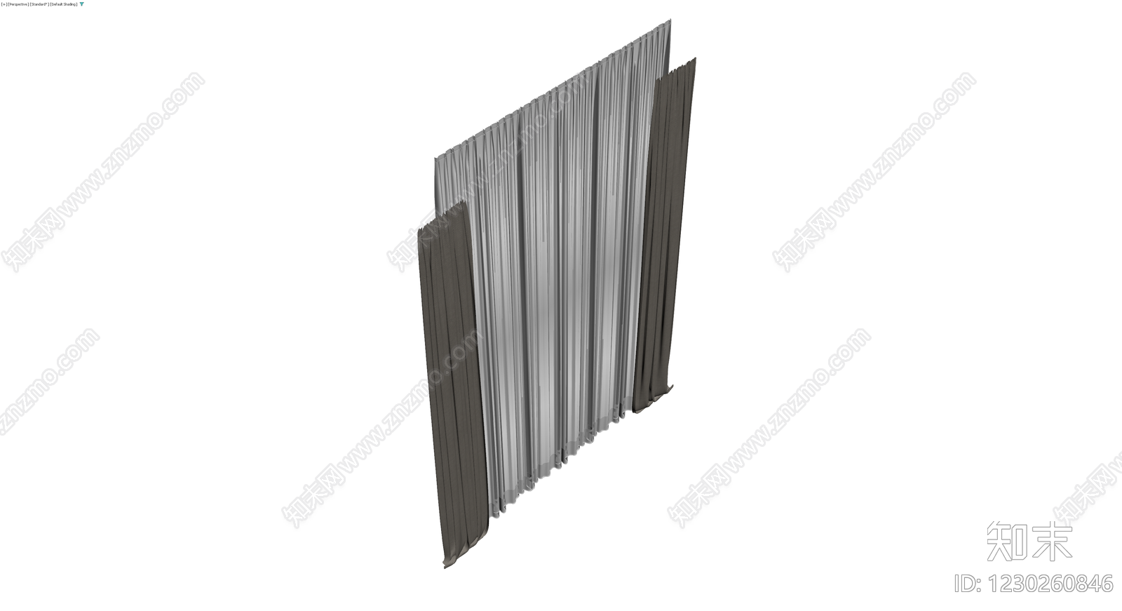 双层布艺窗帘组合3D模型下载【ID:1230260846】