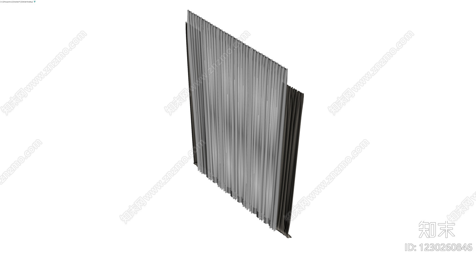 双层布艺窗帘组合3D模型下载【ID:1230260846】