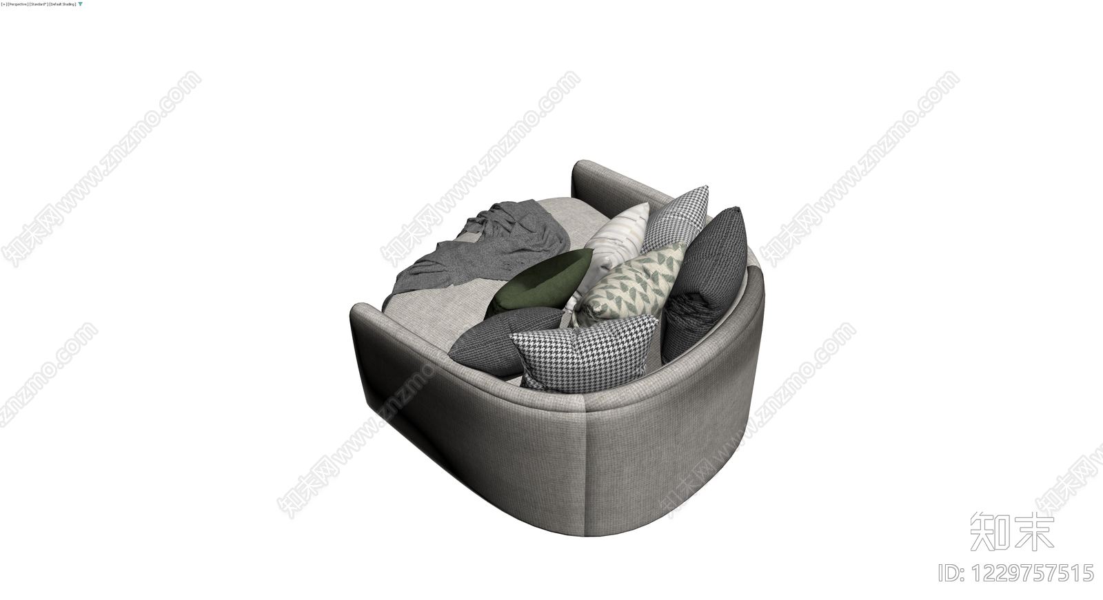 灰色布艺沙发组合3D模型下载【ID:1229757515】
