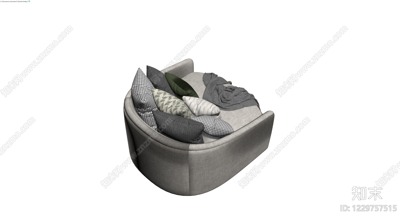 灰色布艺沙发组合3D模型下载【ID:1229757515】
