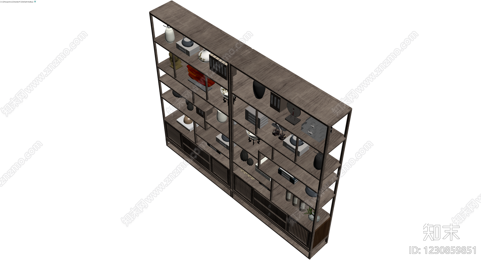 新中式木质博古架3D模型下载【ID:1230859851】