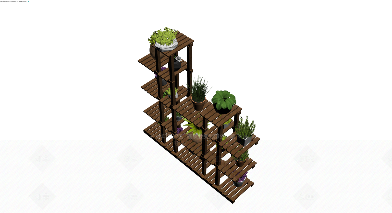 多层木质盆栽置物架3D模型下载【ID:1230568508】