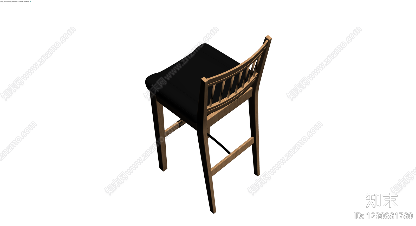 木质黑色座面高脚椅3D模型下载【ID:1230881780】