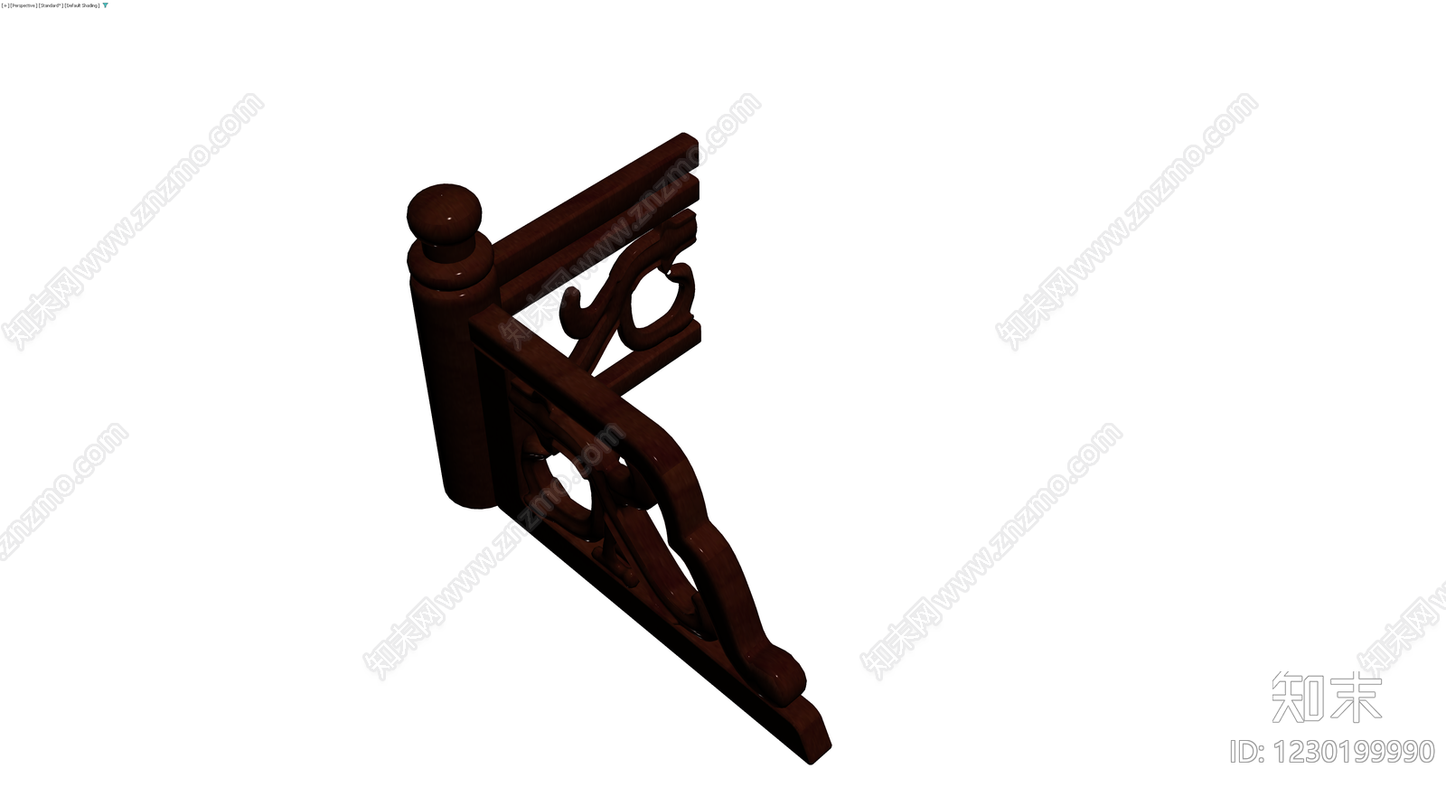 中式木质栏杆组件3D模型下载【ID:1230199990】