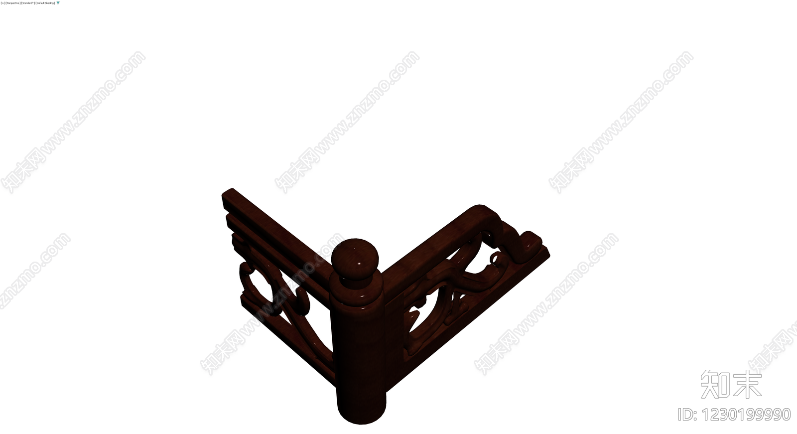 中式木质栏杆组件3D模型下载【ID:1230199990】