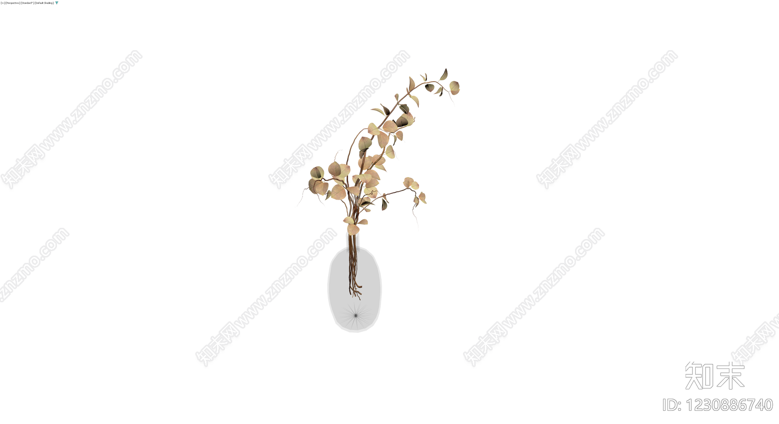 透明玻璃瓶插干花3D模型下载【ID:1230886740】