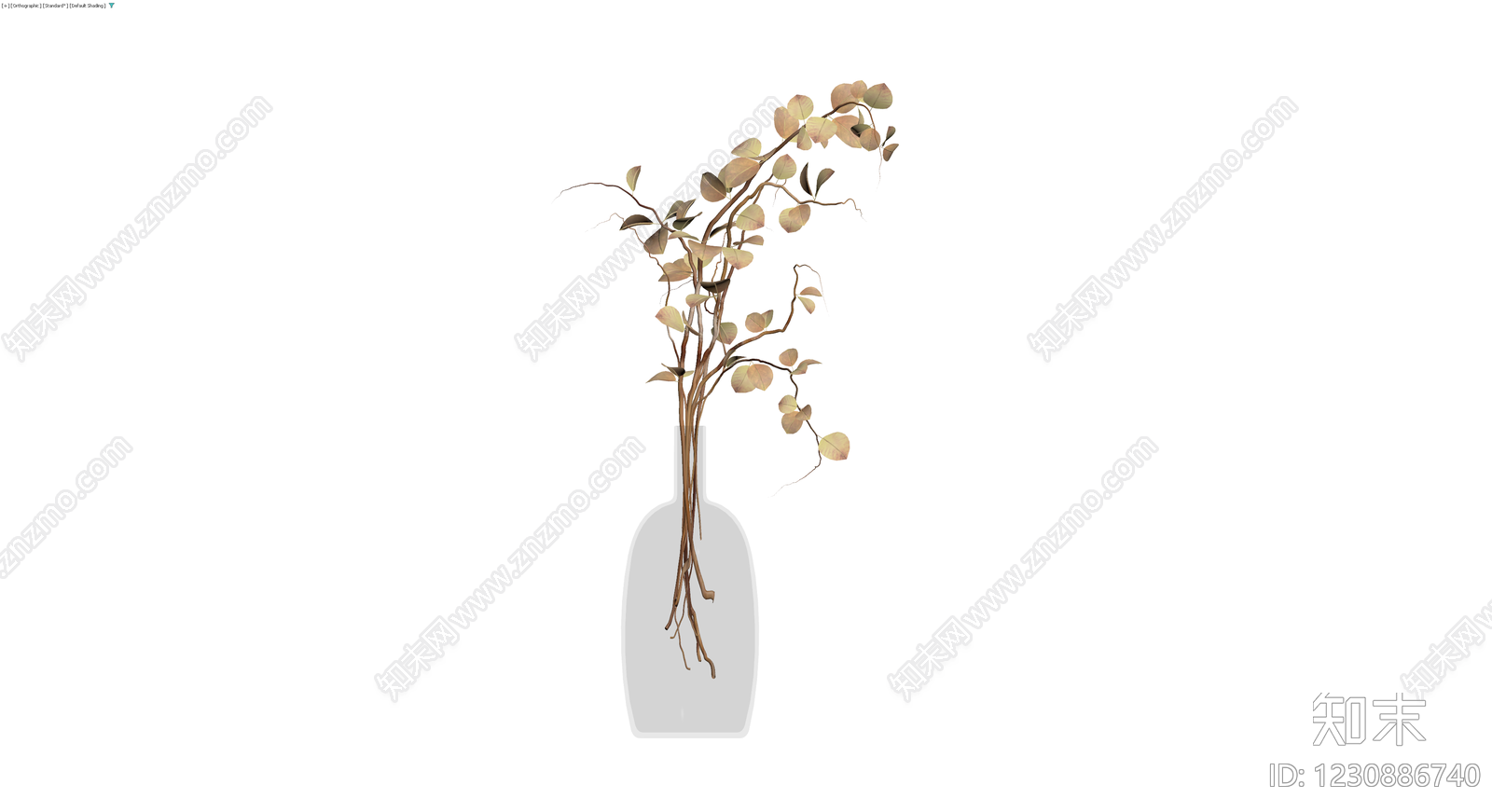 透明玻璃瓶插干花3D模型下载【ID:1230886740】