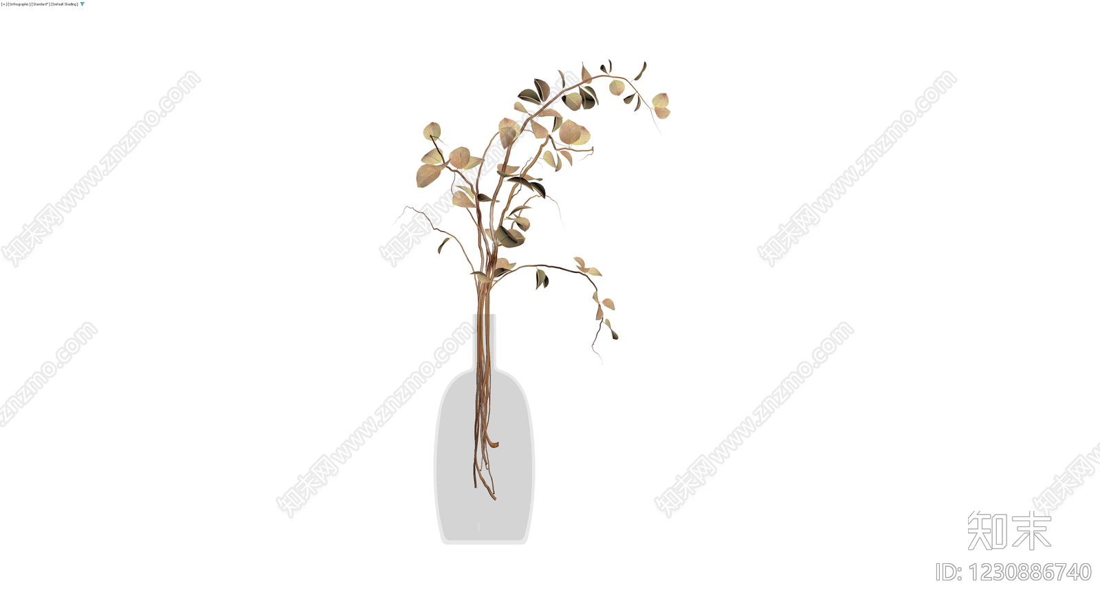 透明玻璃瓶插干花3D模型下载【ID:1230886740】