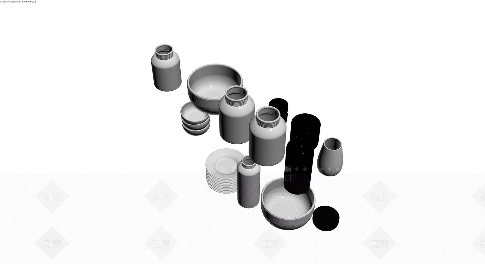 餐具与器皿组合模型3D模型下载【ID:1230687930】