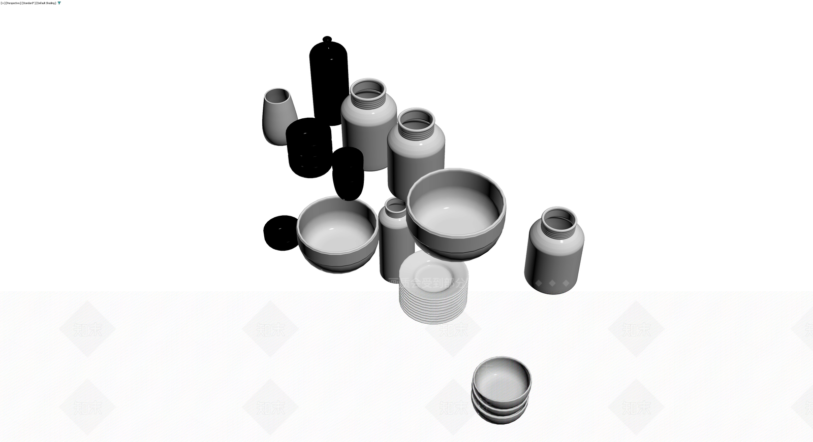 餐具与器皿组合模型3D模型下载【ID:1230687930】