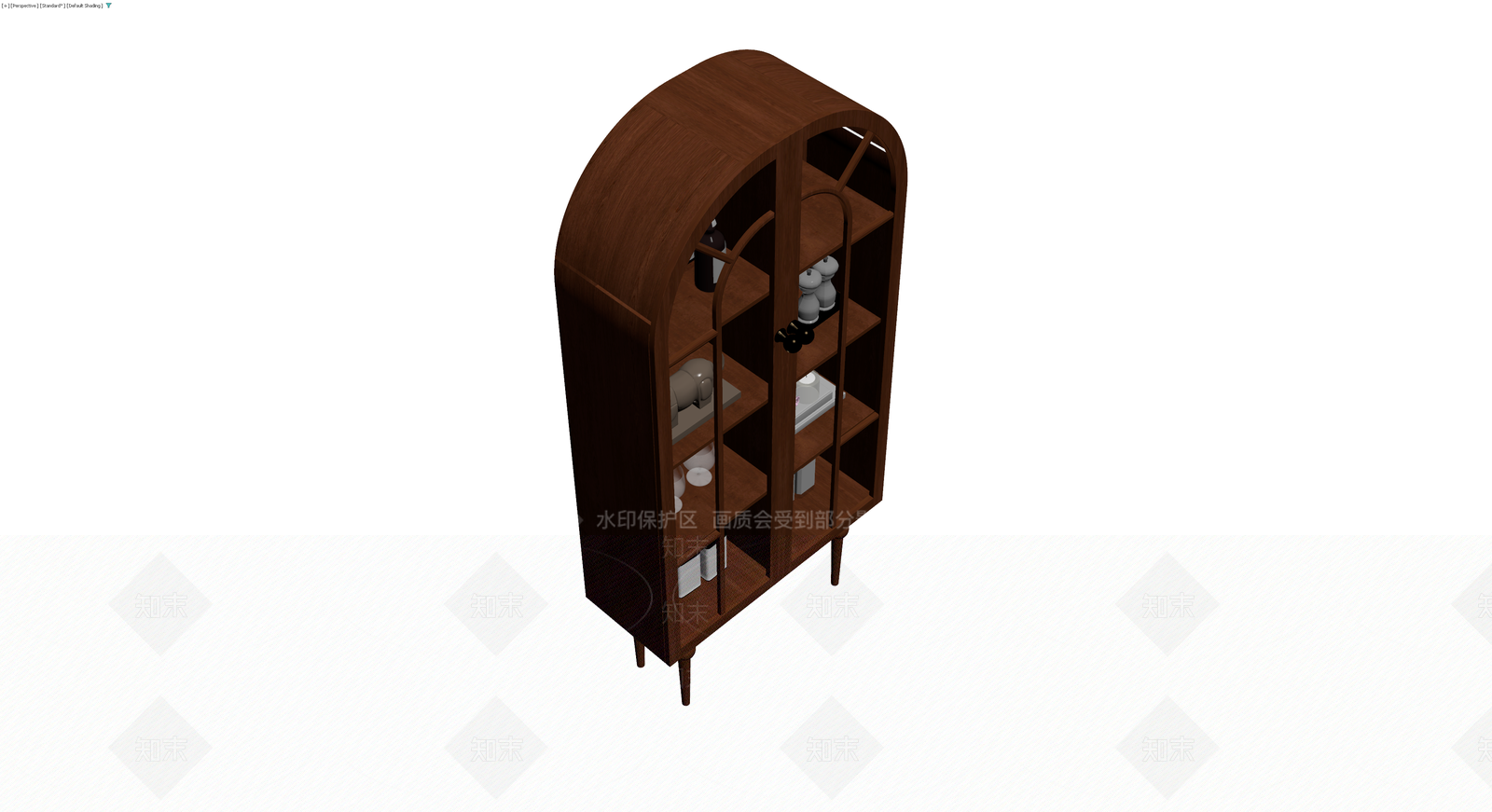 拱形双门木质展示柜3D模型下载【ID:1230375309】