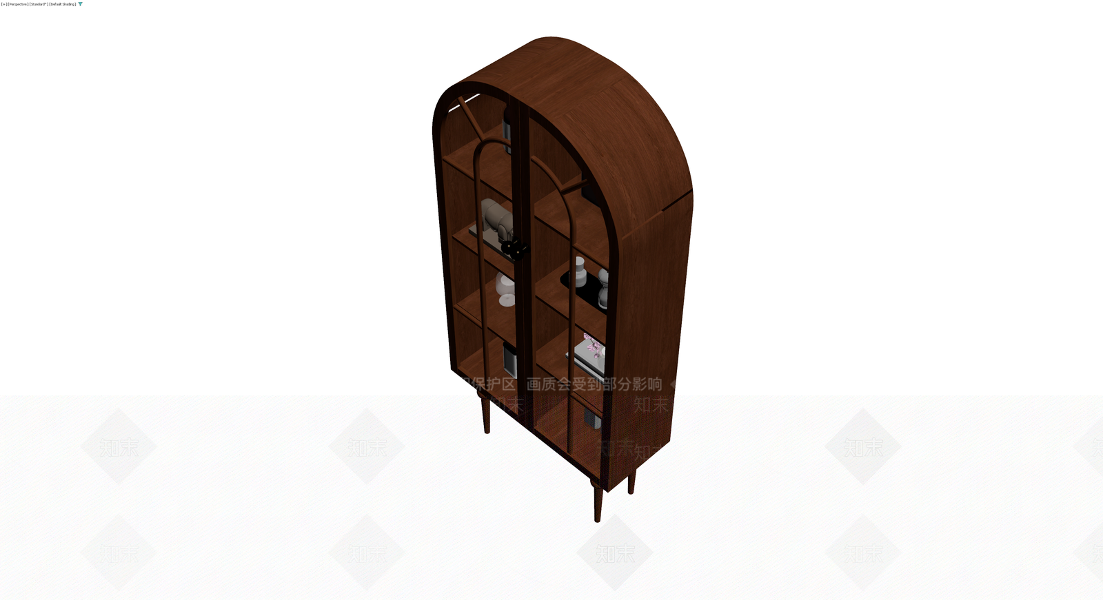 拱形双门木质展示柜3D模型下载【ID:1230375309】