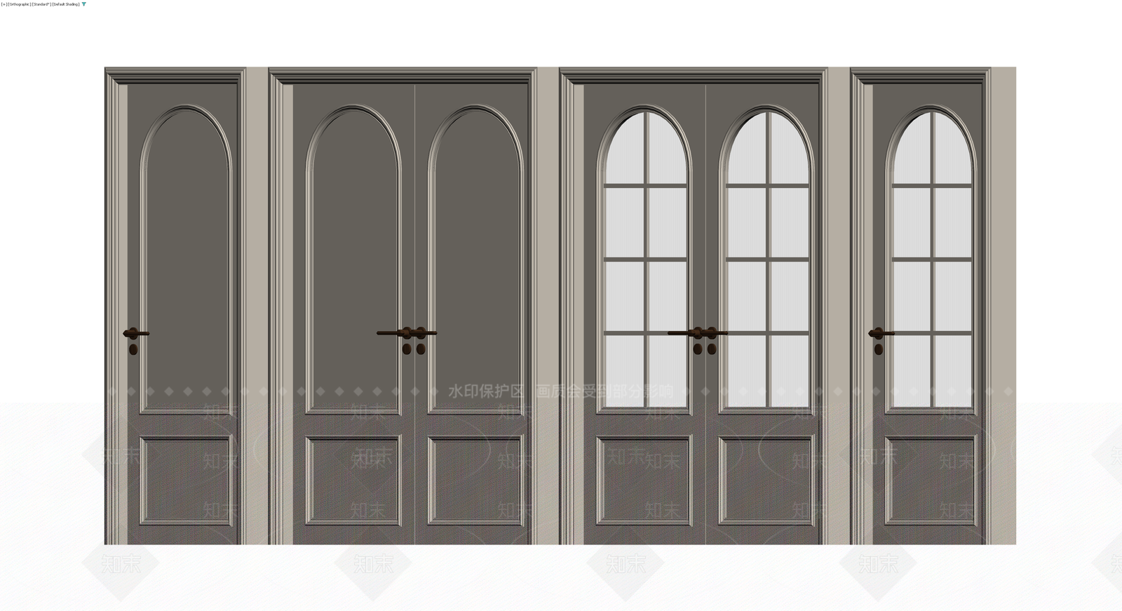法式拱形门窗组合展示3D模型下载【ID:1229887497】