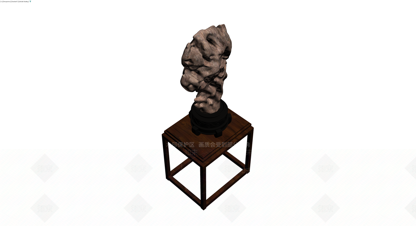 奇石雕塑配木架3D模型下载【ID:1229929055】