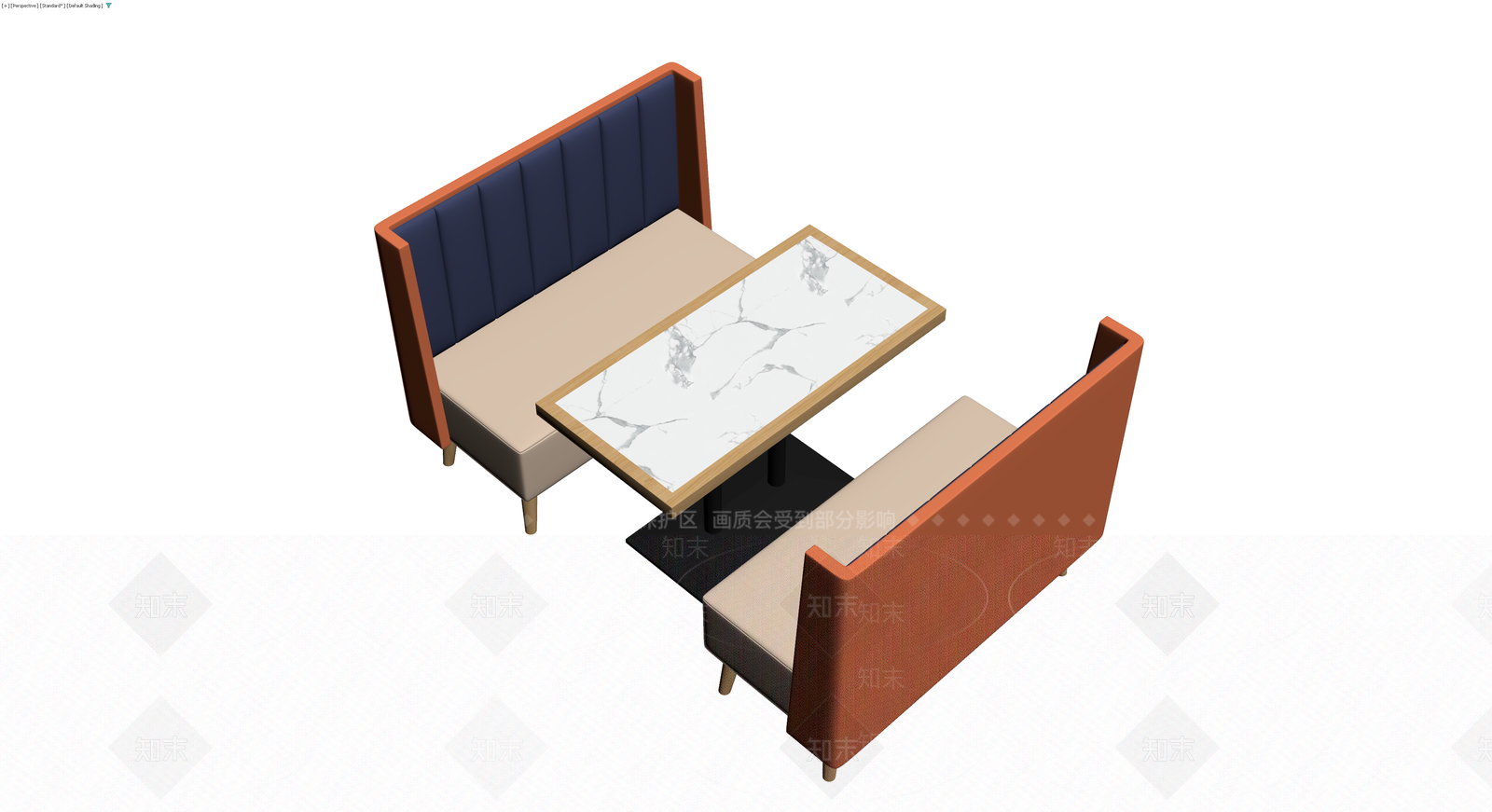 现代风格卡座餐桌组合3D模型下载【ID:1230403041】