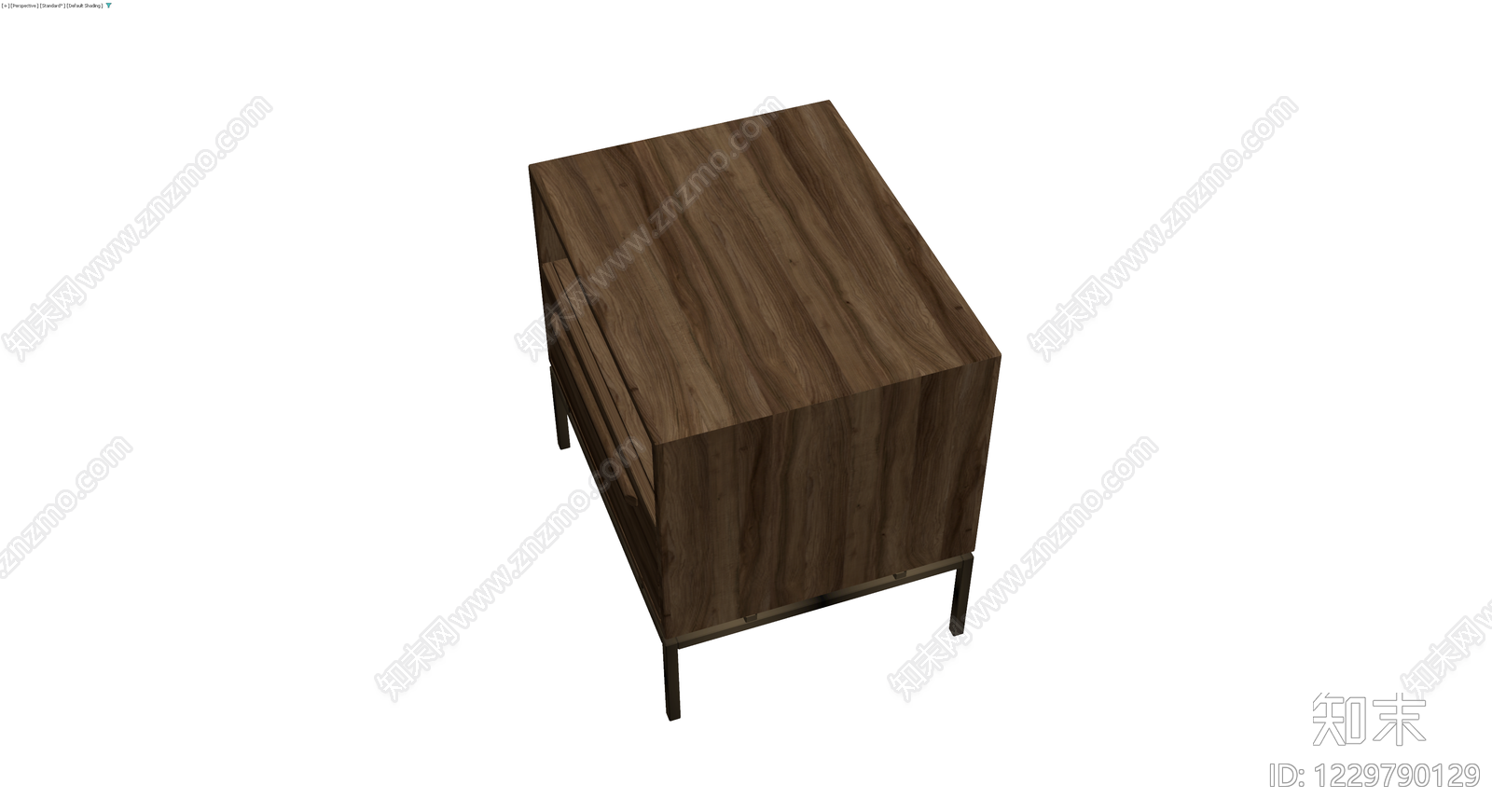 现代胡桃木床头柜3D模型下载【ID:1229790129】