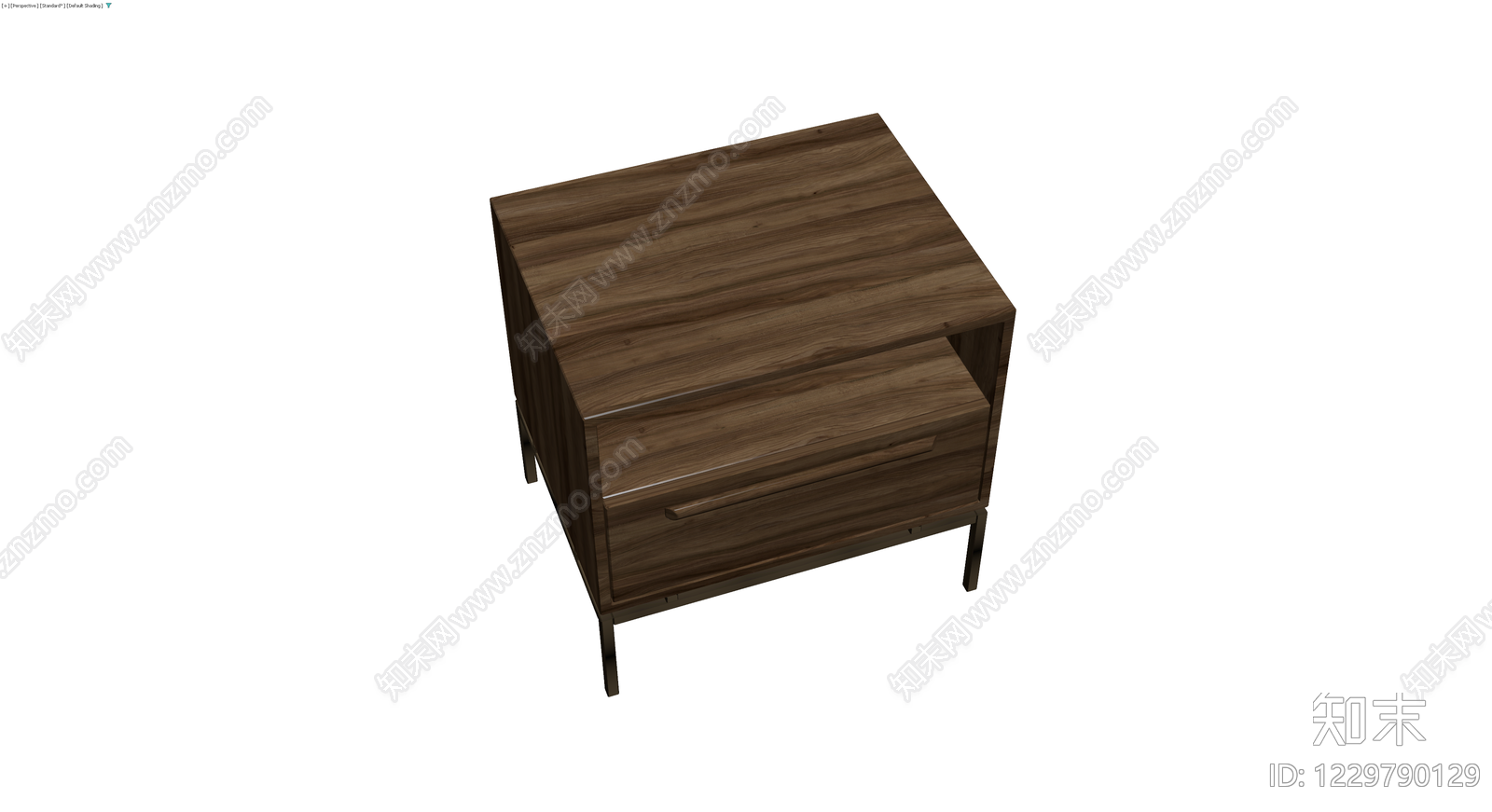 现代胡桃木床头柜3D模型下载【ID:1229790129】