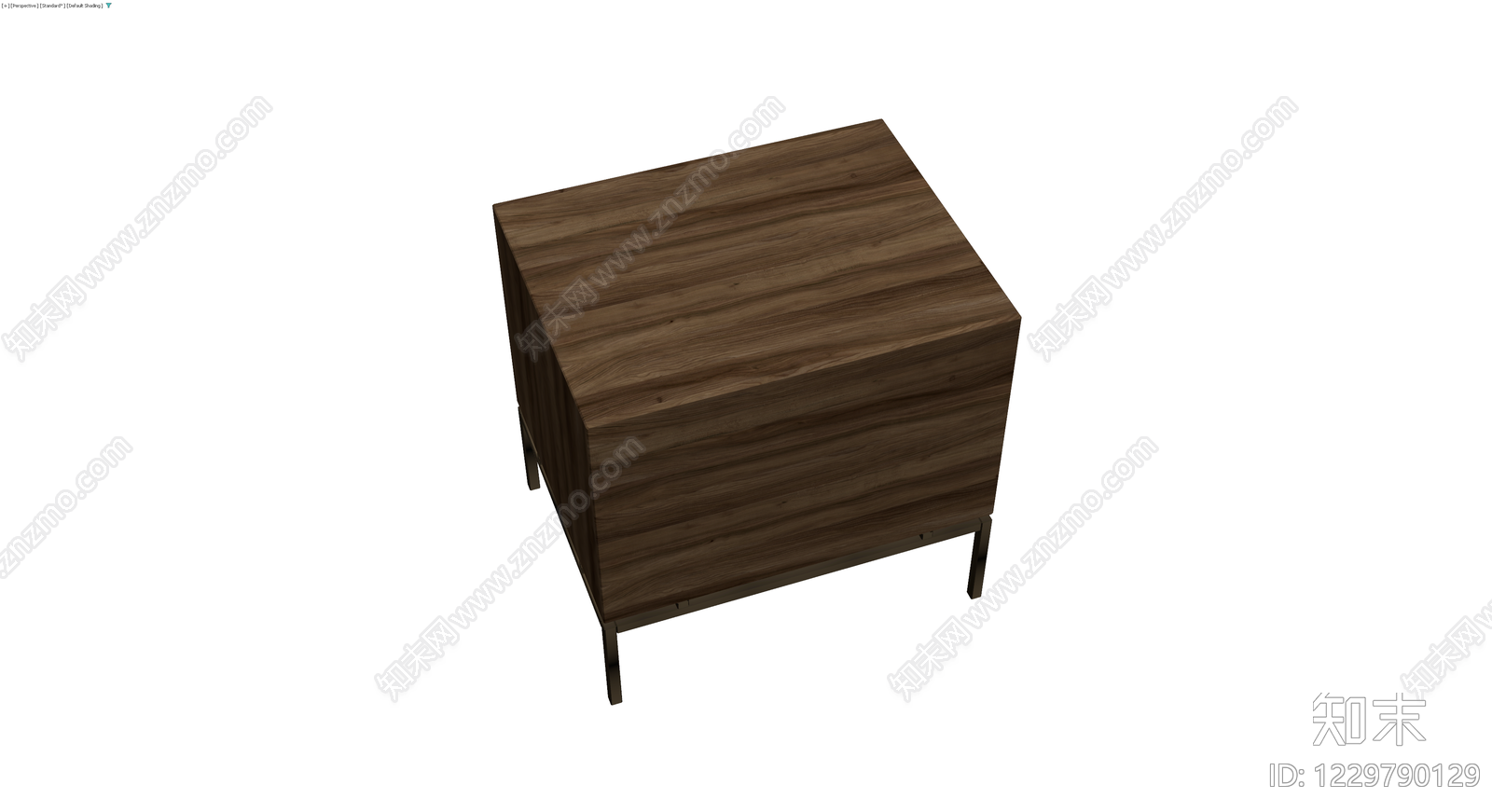 现代胡桃木床头柜3D模型下载【ID:1229790129】