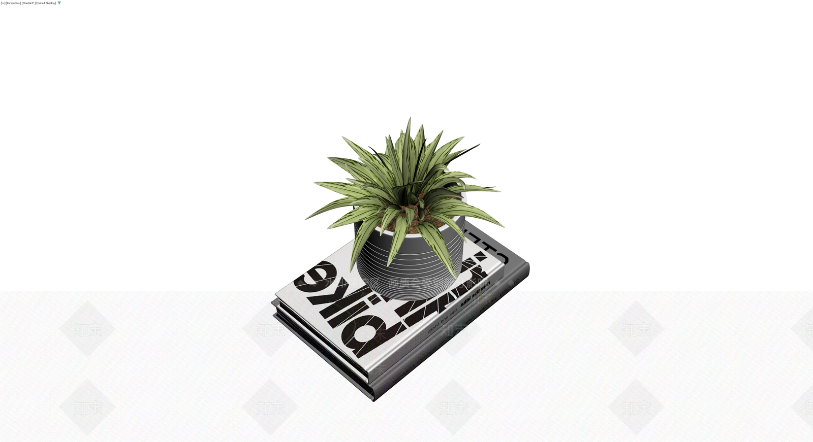 盆栽植物配书籍组合3D模型下载【ID:1229603429】