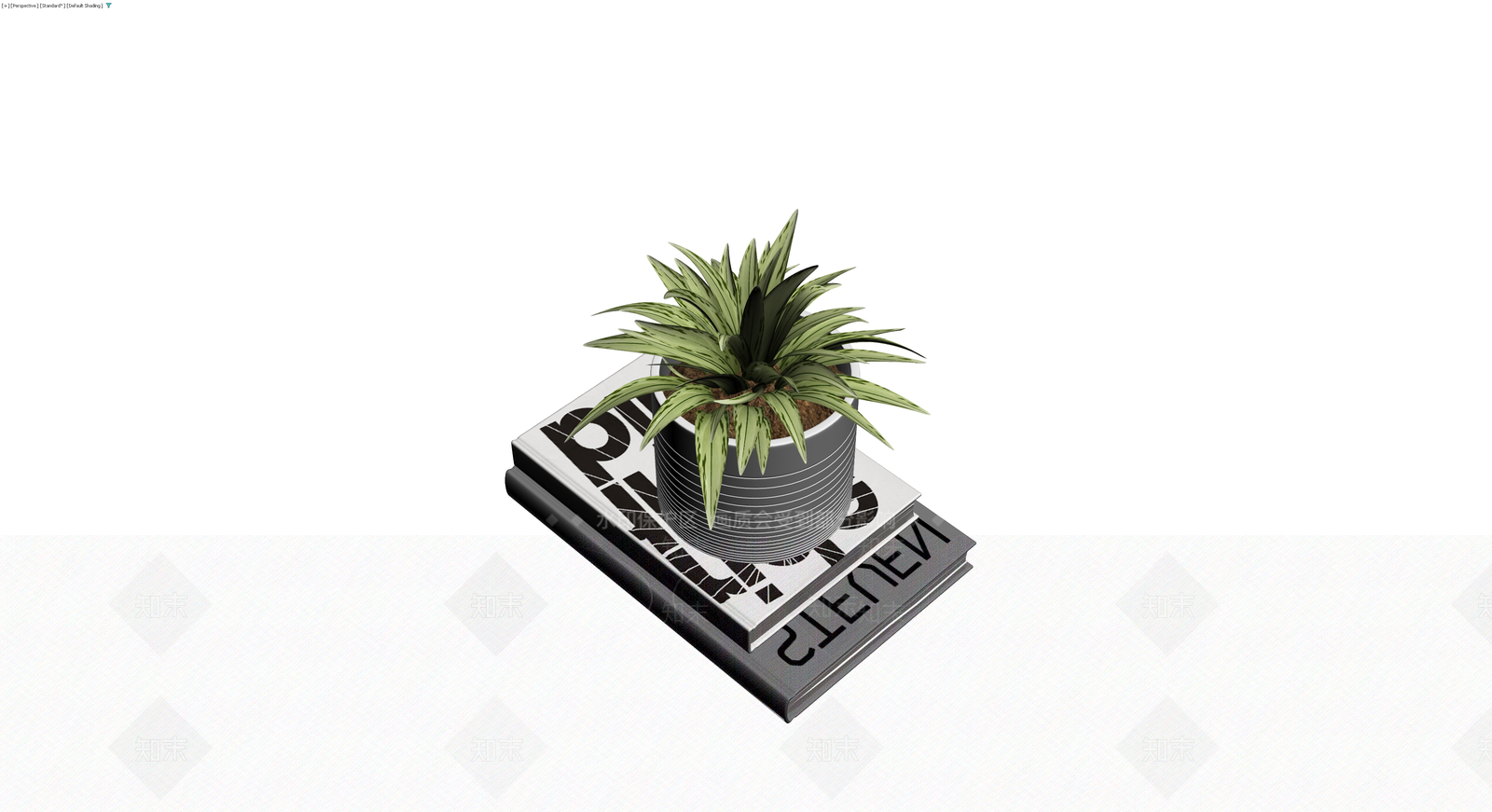 盆栽植物配书籍组合3D模型下载【ID:1229603429】