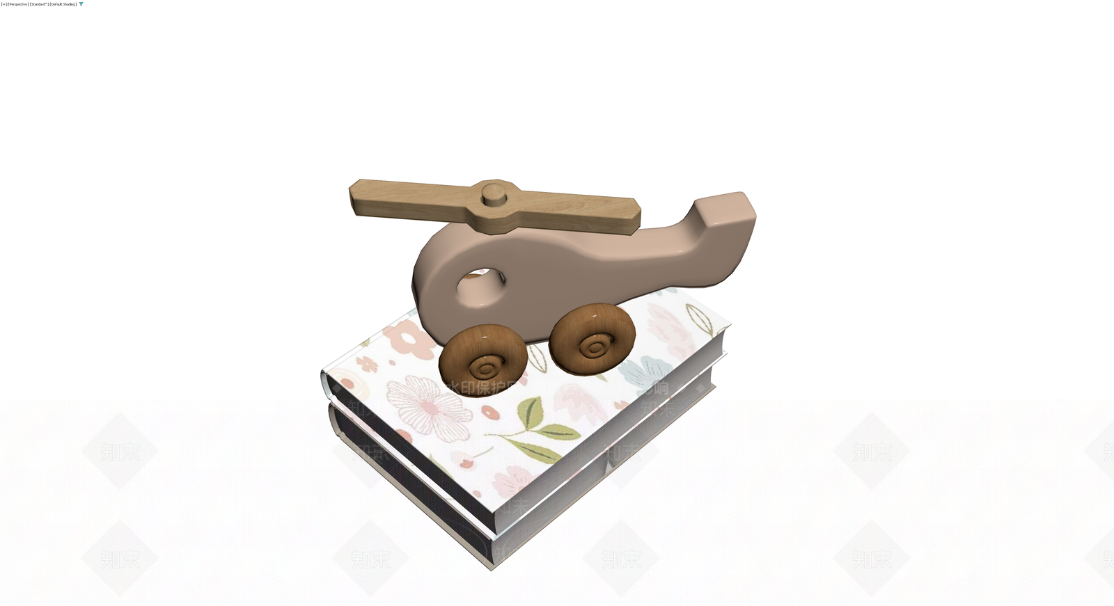 花卉封面书籍与木制玩具3D模型下载【ID:1230752299】
