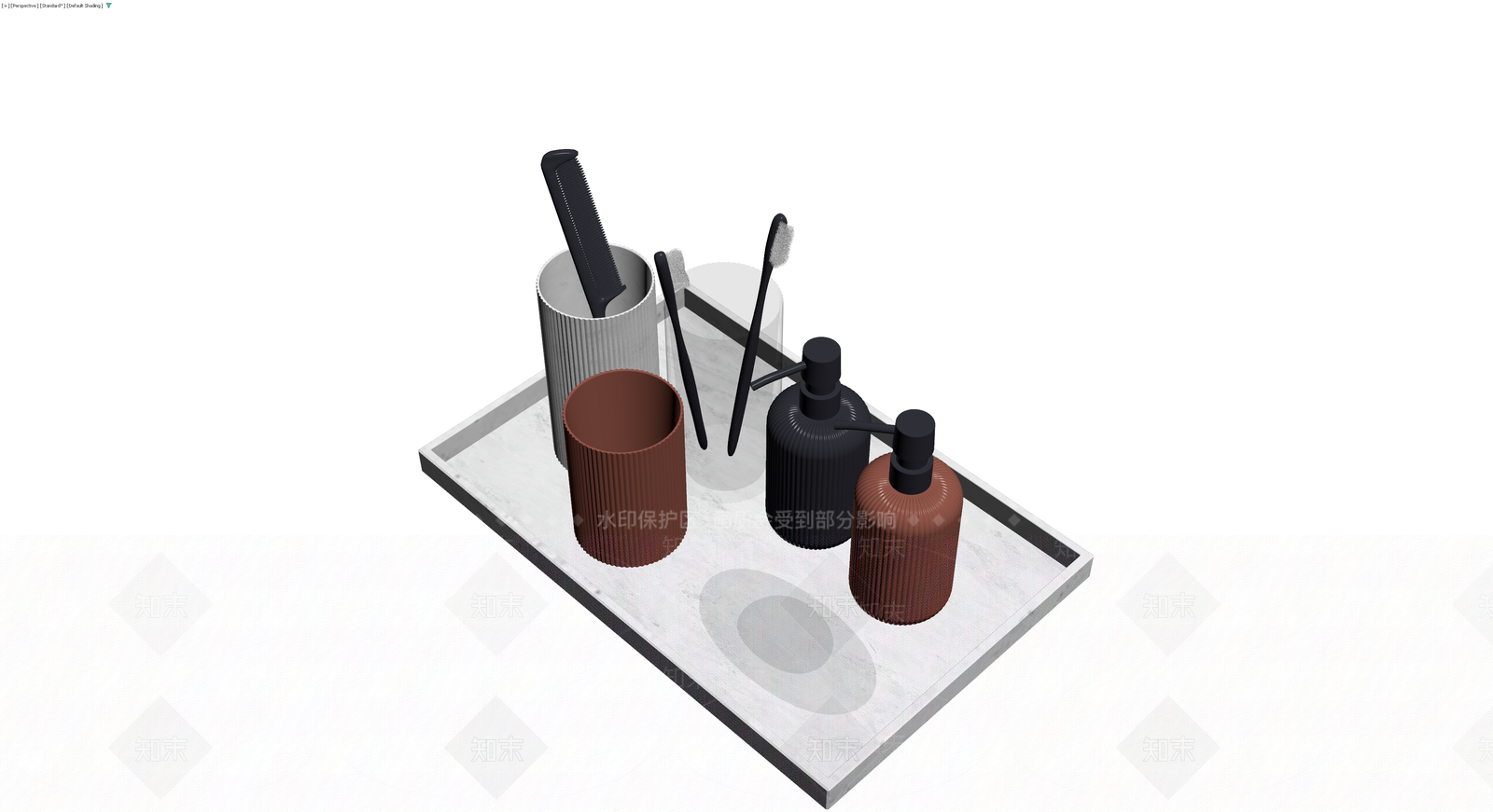 大理石托盘洗漱用品组合3D模型下载【ID:1230701201】