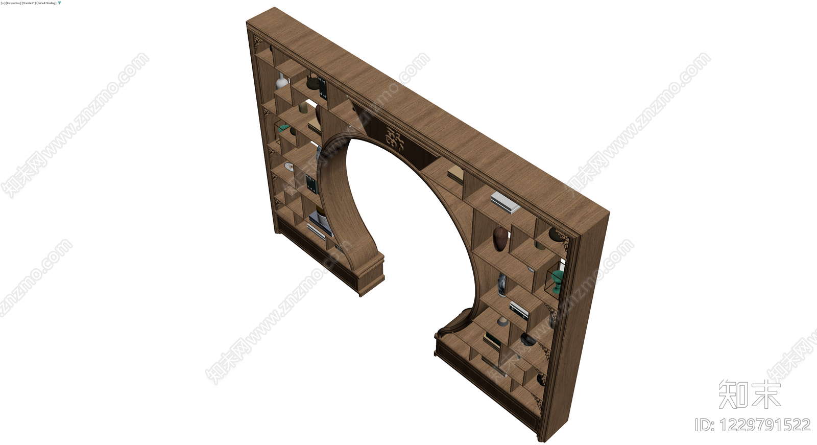 中式圆形博古架陈列柜3D模型下载【ID:1229791522】