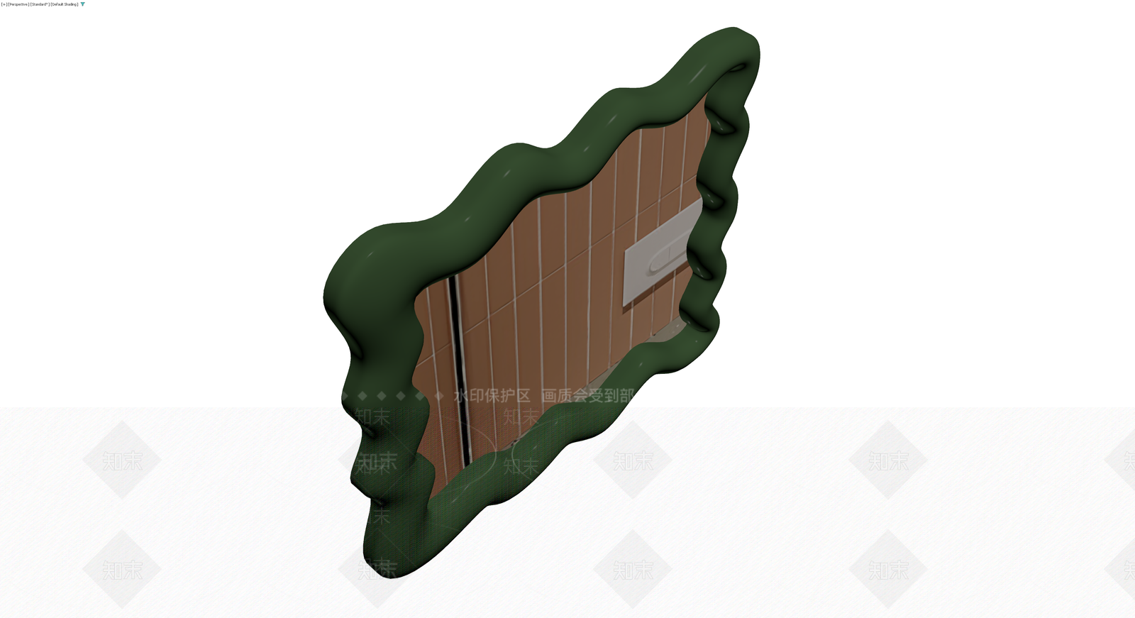 深绿色波浪纹装饰镜3D模型下载【ID:1230136972】
