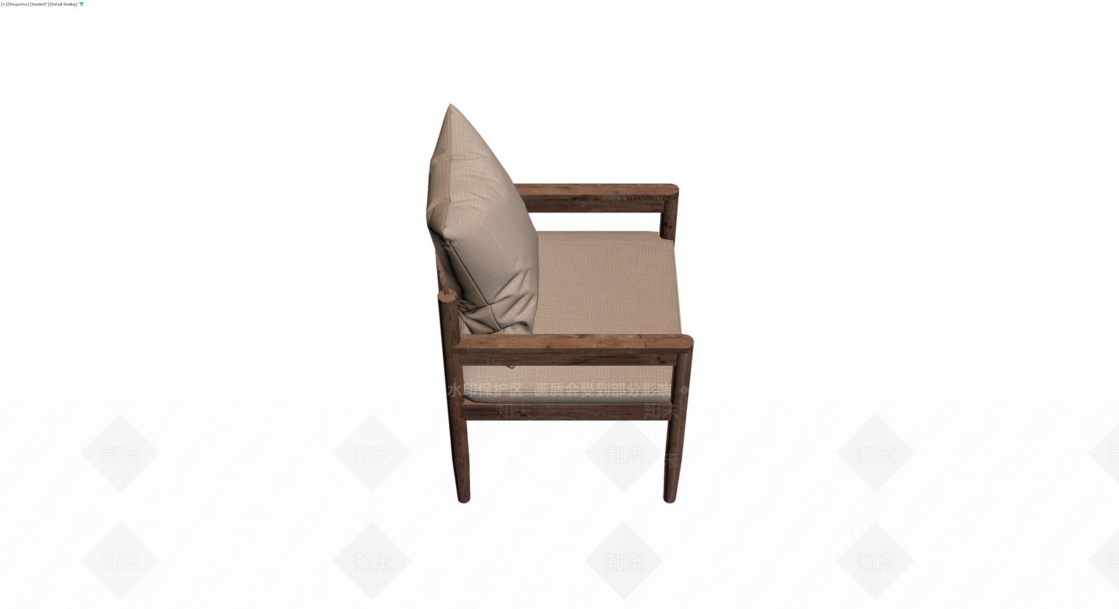 木质扶手椅配靠垫3D模型下载【ID:1230102916】