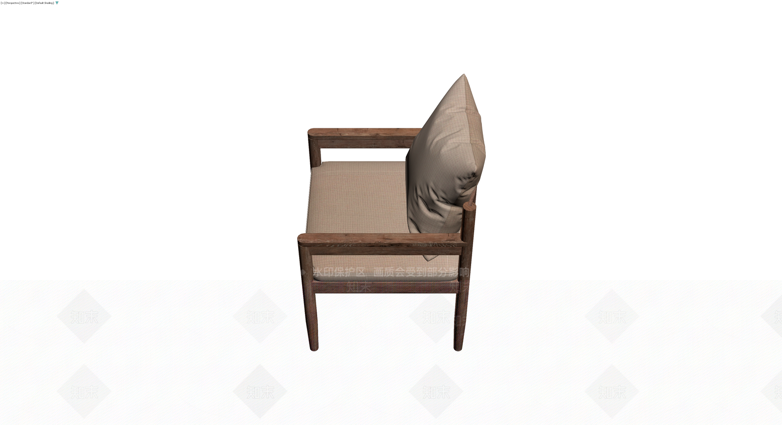 木质扶手椅配靠垫3D模型下载【ID:1230102916】