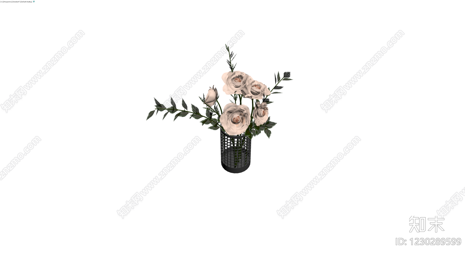 网格花瓶配花艺3D模型下载【ID:1230289599】