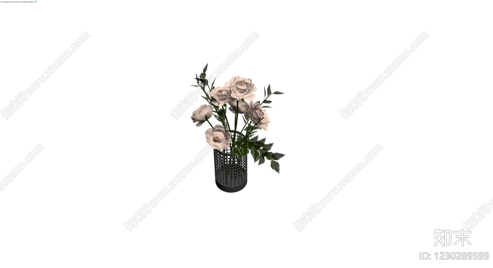 网格花瓶配花艺3D模型下载【ID:1230289599】