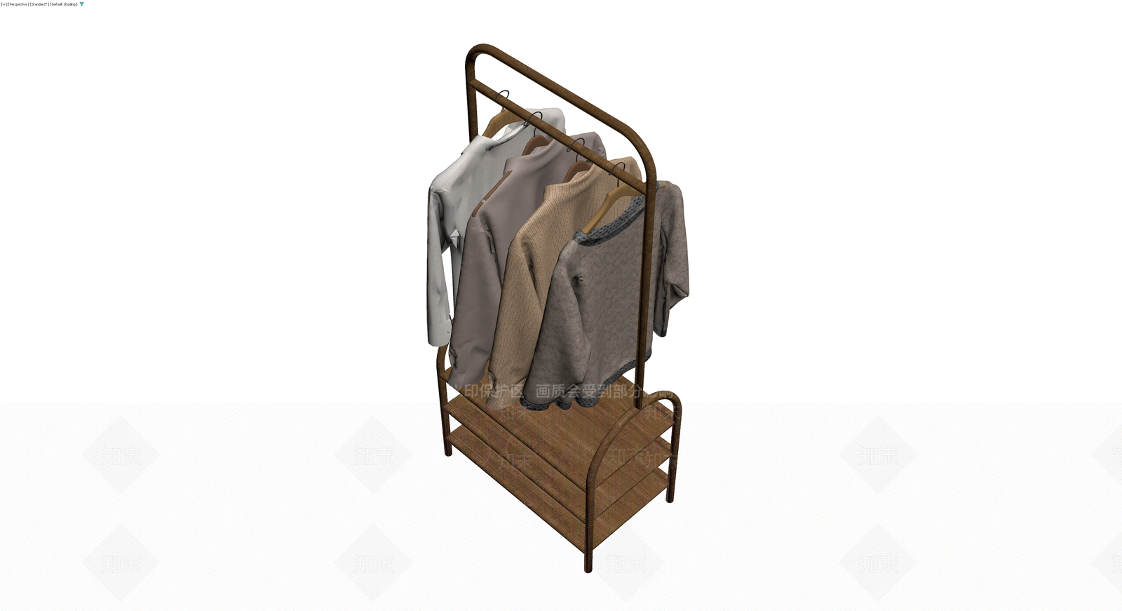 木质挂衣架组合3D模型下载【ID:1230738704】