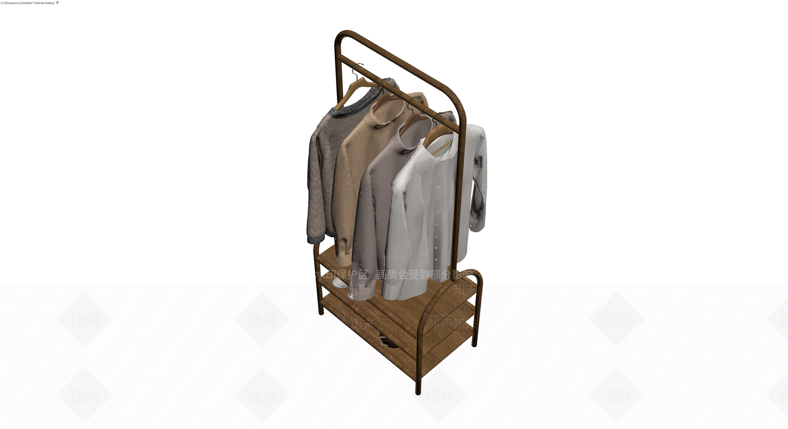 木质挂衣架组合3D模型下载【ID:1230738704】