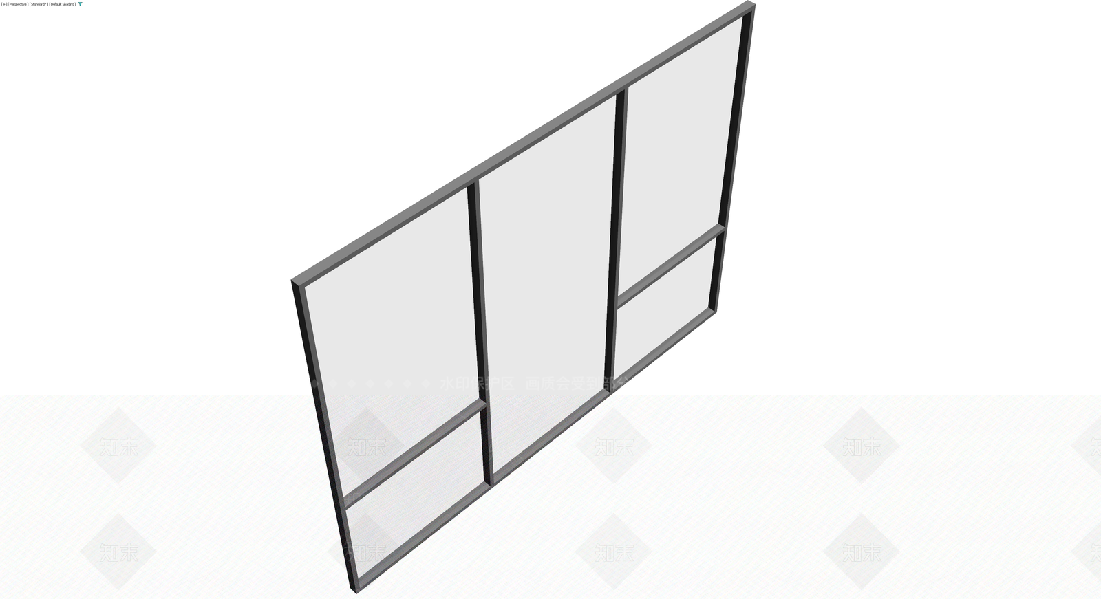 三扇式灰色隔断墙3D模型下载【ID:1230543949】