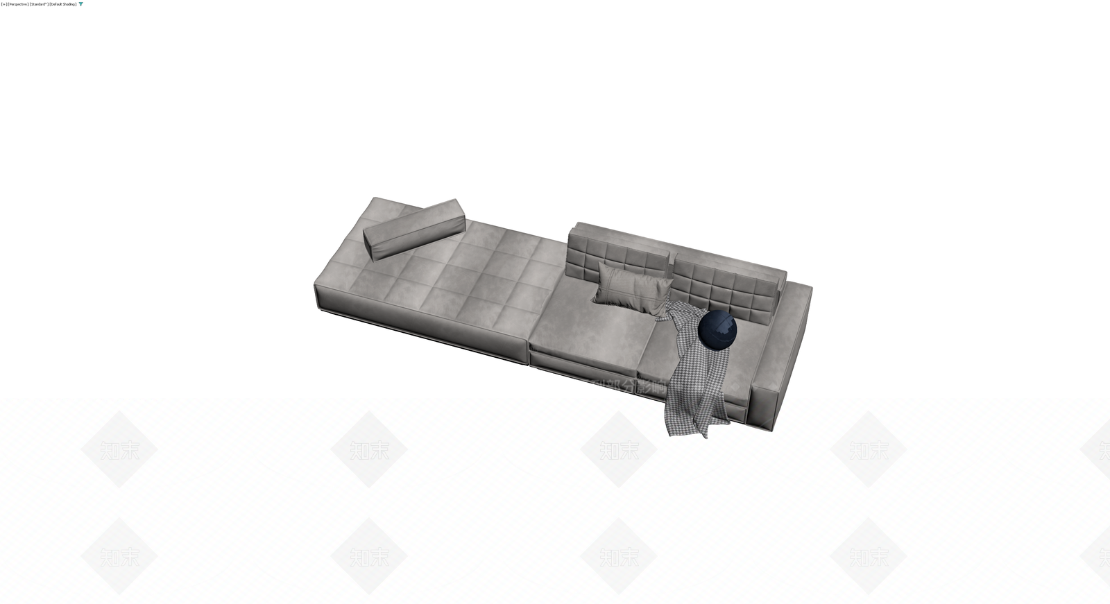 灰色模块化沙发组合3D模型下载【ID:1229889459】