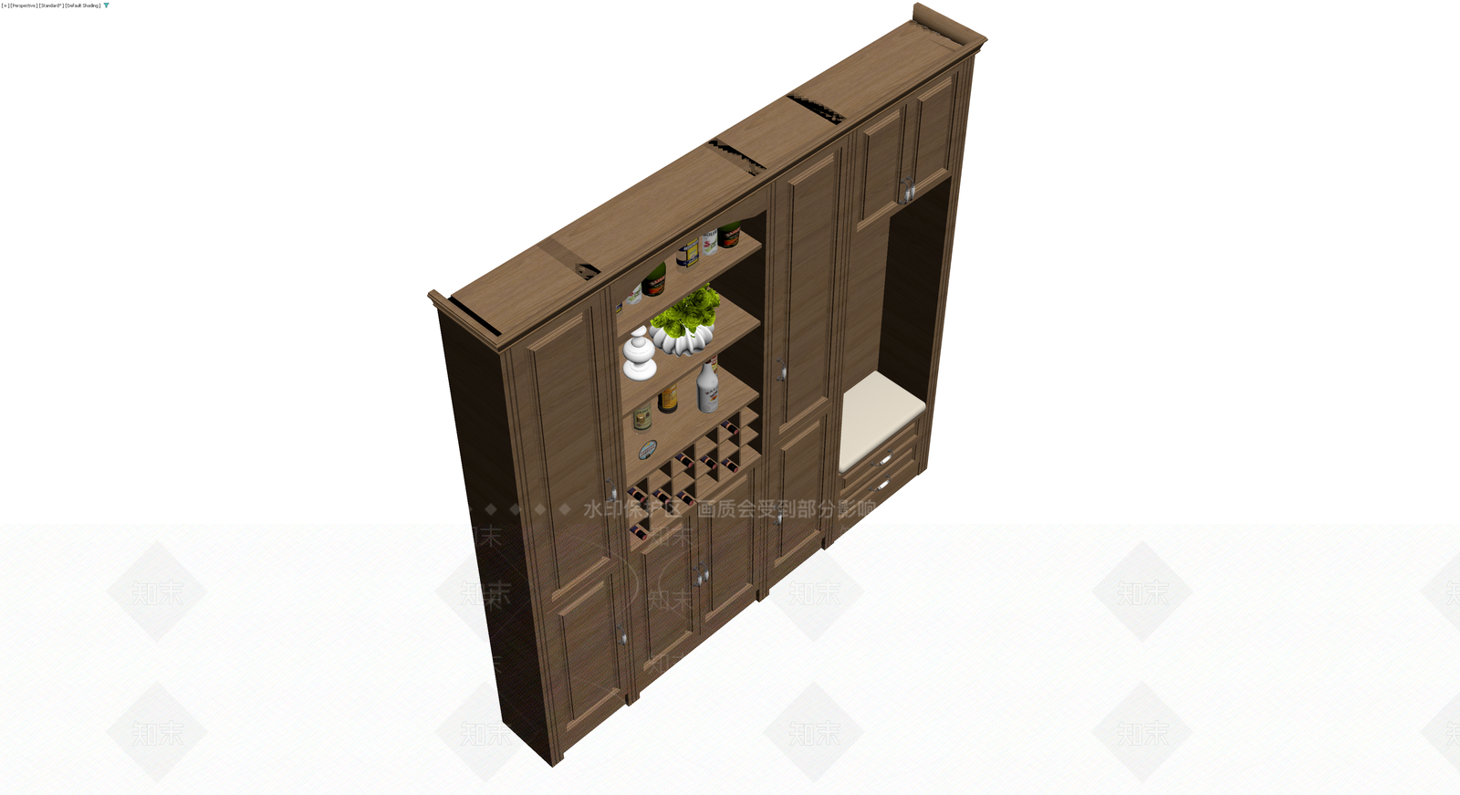 木质组合酒柜3D模型下载【ID:1230658332】