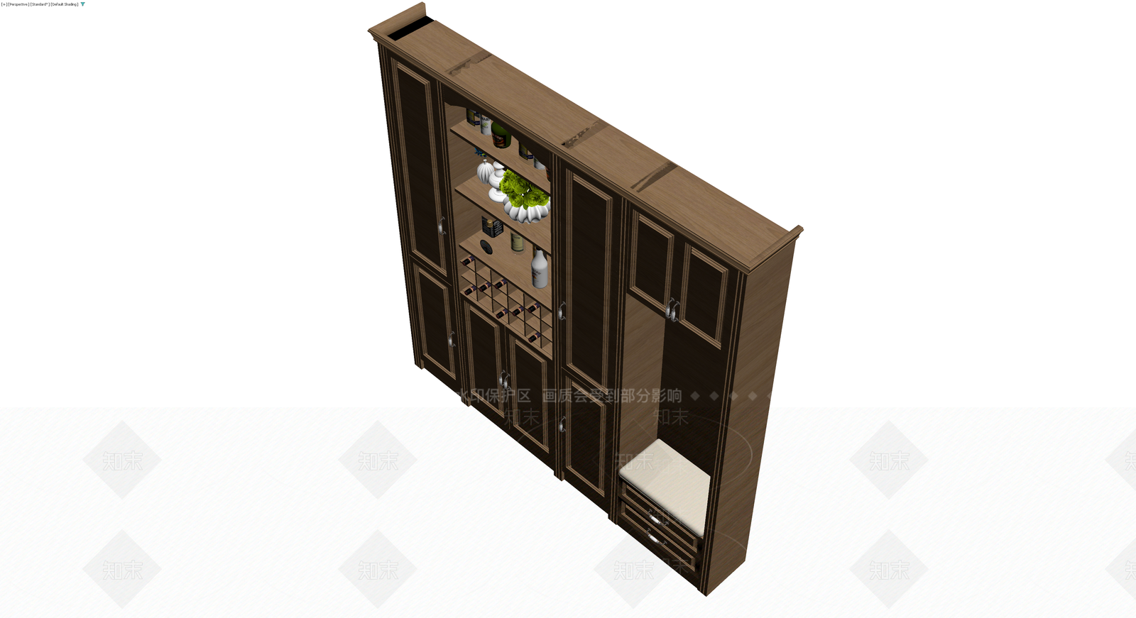 木质组合酒柜3D模型下载【ID:1230658332】
