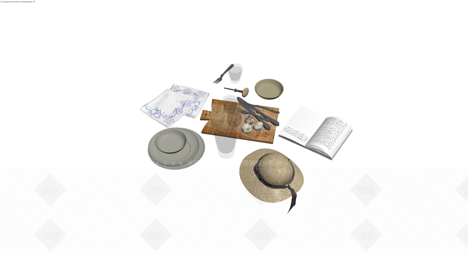 野餐场景组合模型3D模型下载【ID:1229639866】