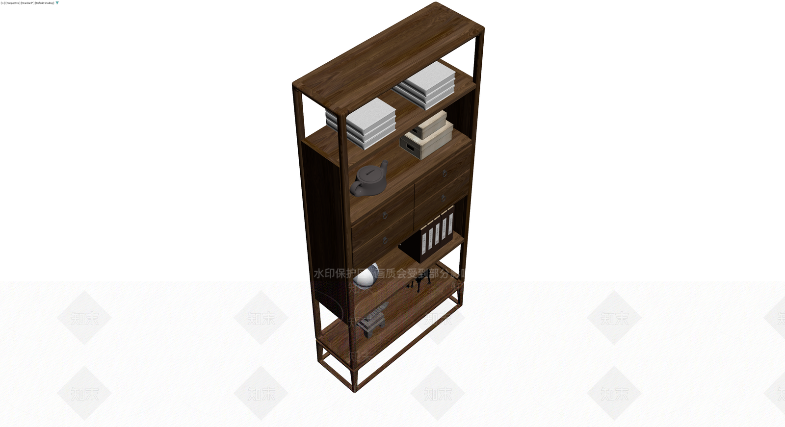 新中式木质置物架3D模型下载【ID:1229915516】