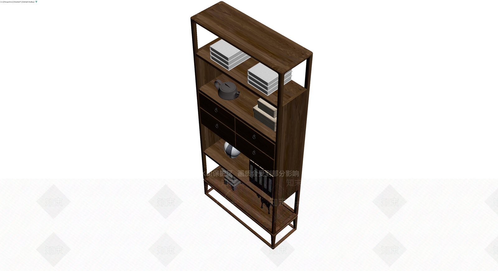 新中式木质置物架3D模型下载【ID:1229915516】