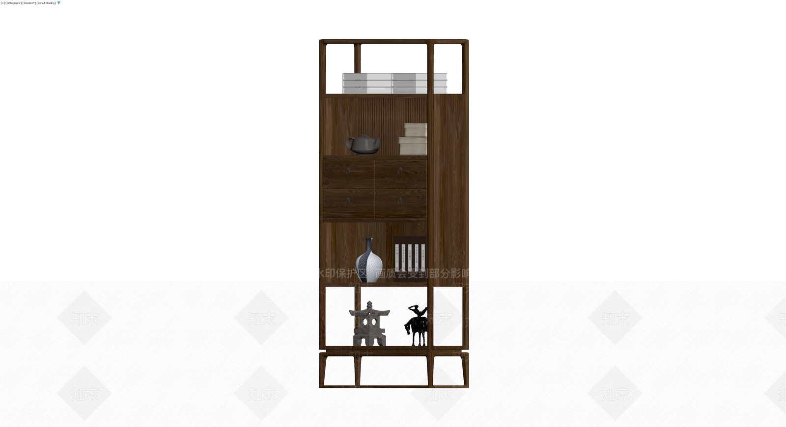 新中式木质置物架3D模型下载【ID:1229915516】